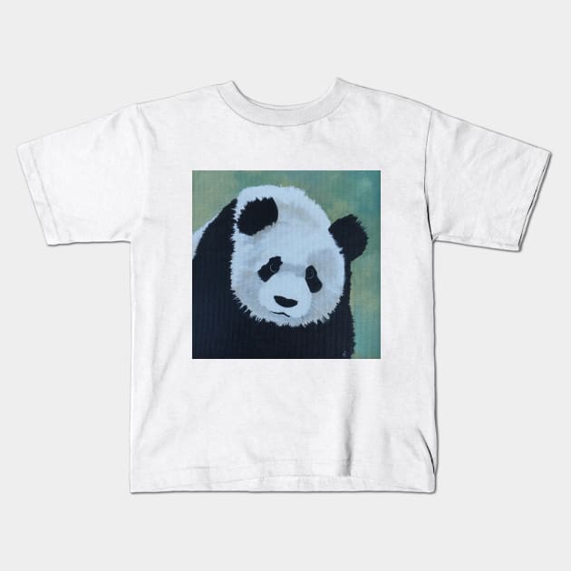 Panda painting Kids T-Shirt by UncleDave